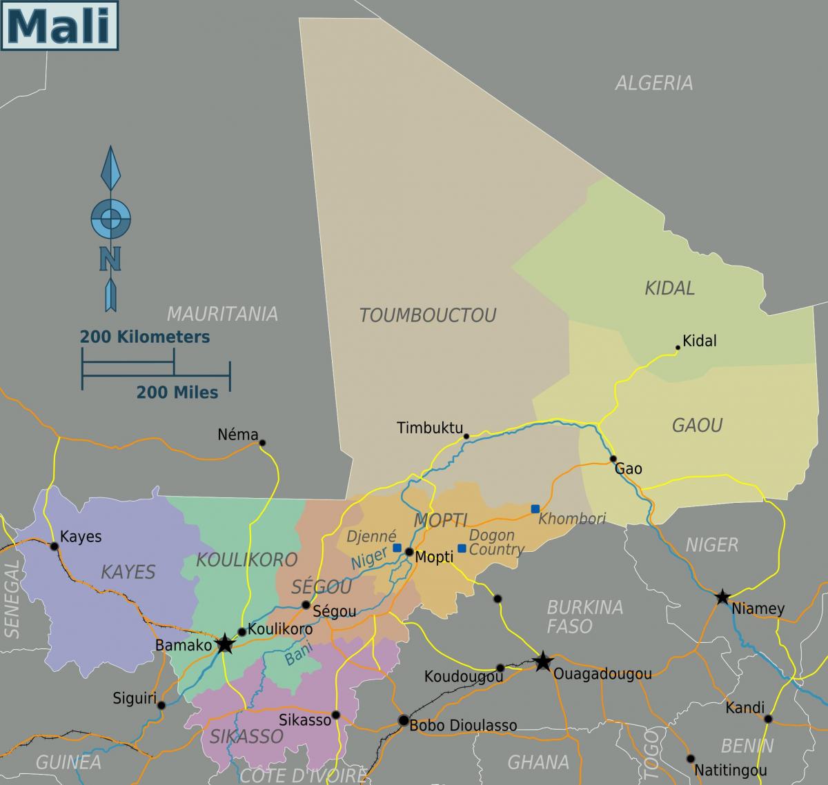 Mali geografie mapě
