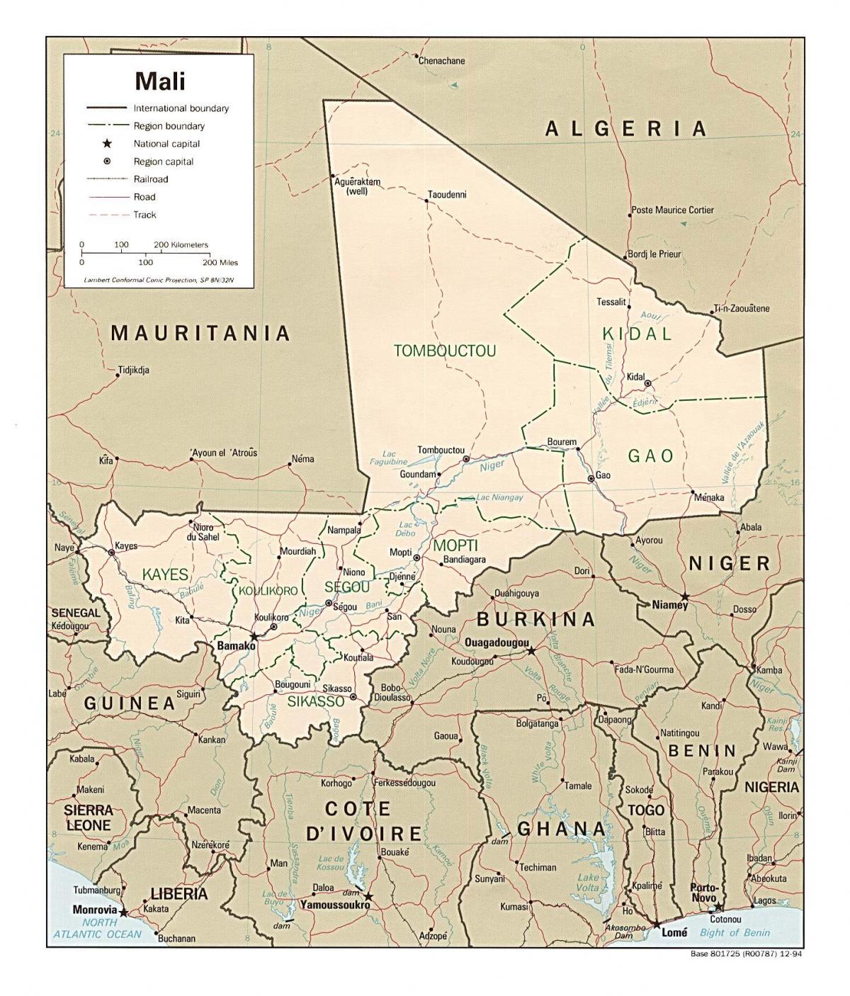 Mapa Mali země