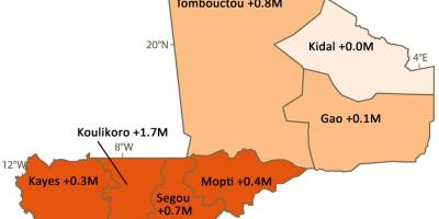 Mapa Mali populace