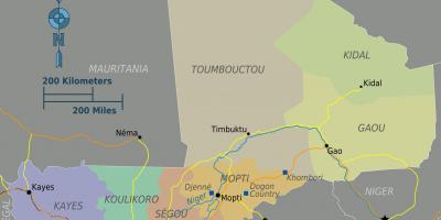 Mapa Mali regionů